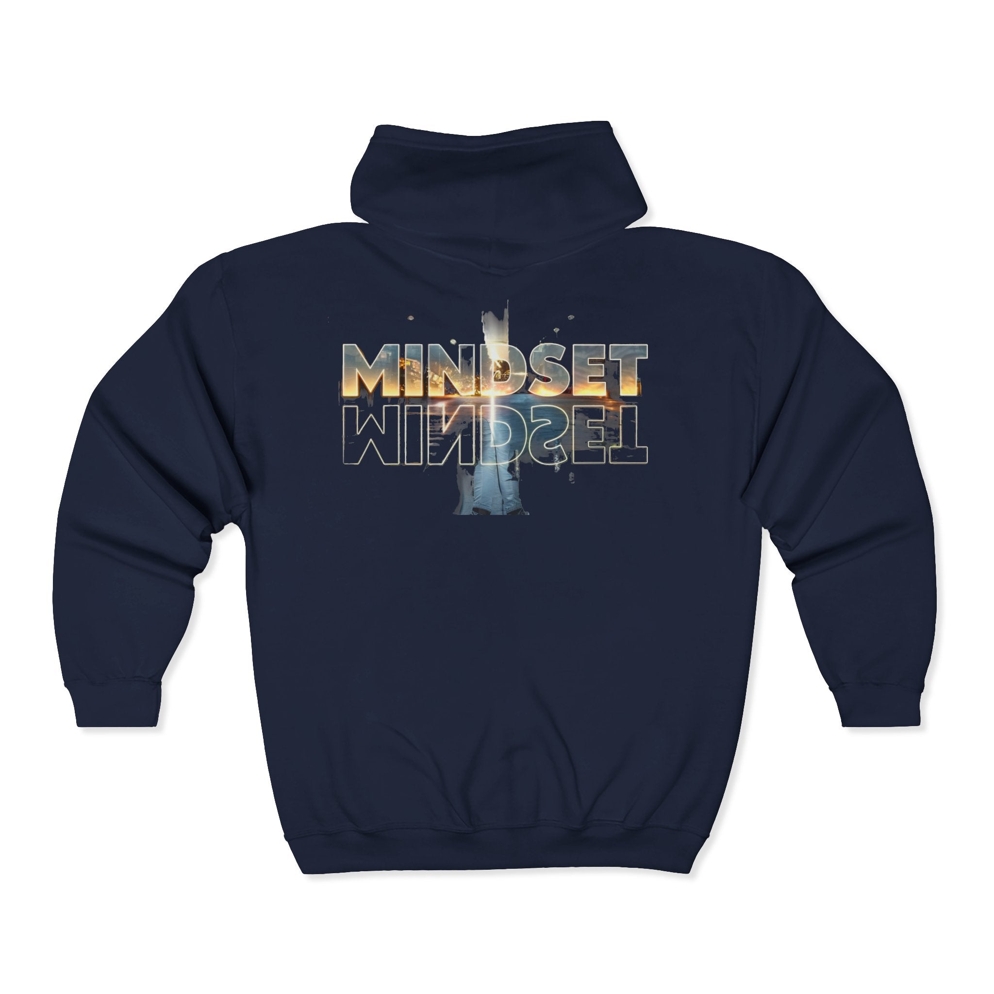 Zip- Mindset Reflection Zip Hoodie — 'MINDSET' Mirrored Statue Graphic