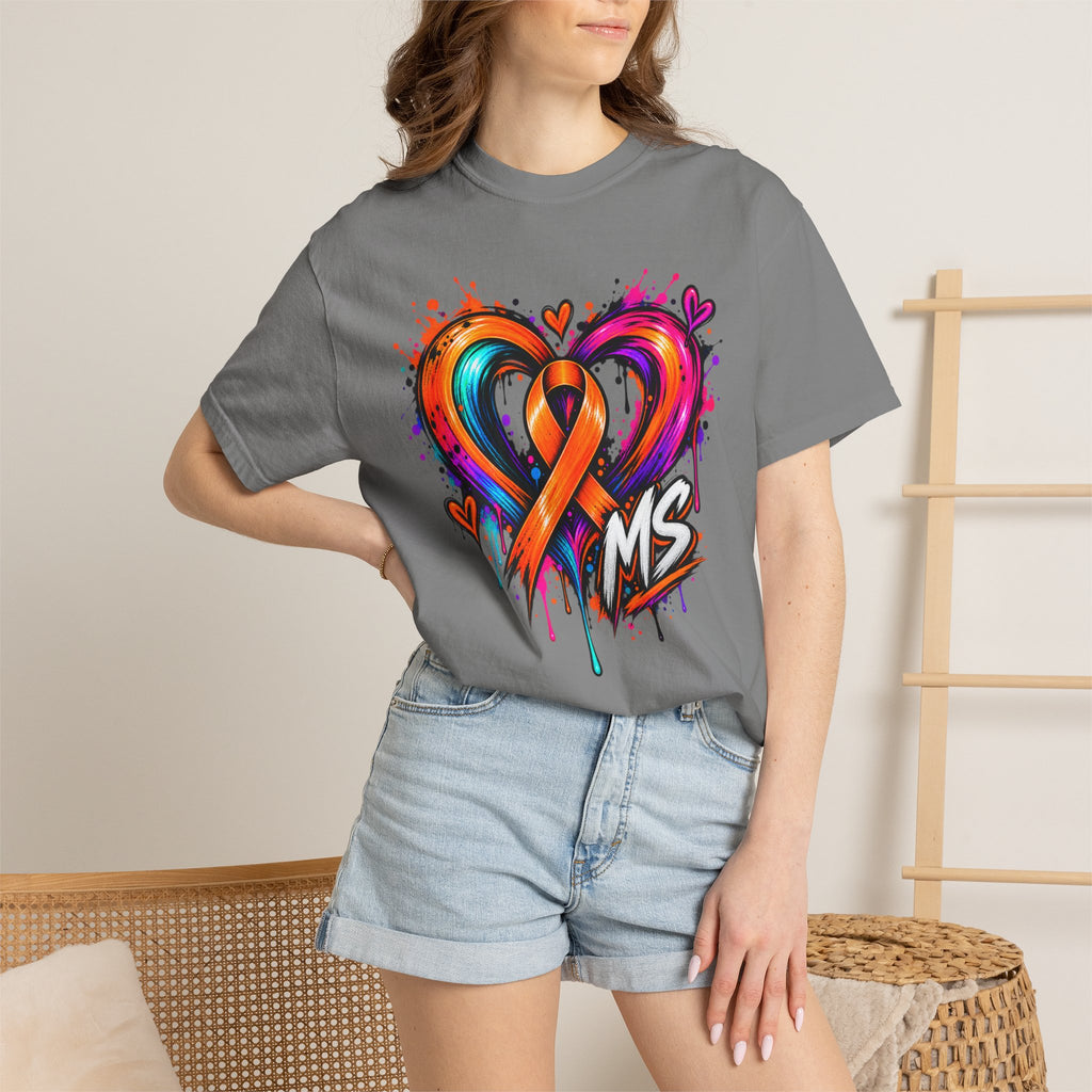 MS- Awareness Heart Ribbon T-Shirt — “Not All Wounds Are Visible” Neuropathy Support Tee