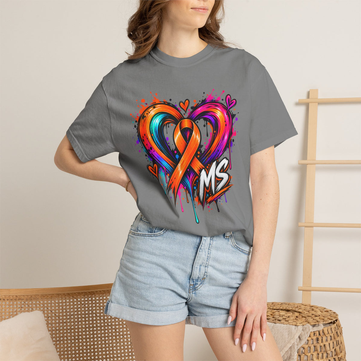 MS- Awareness Heart Ribbon T-Shirt — “Not All Wounds Are Visible” Neuropathy Support Tee