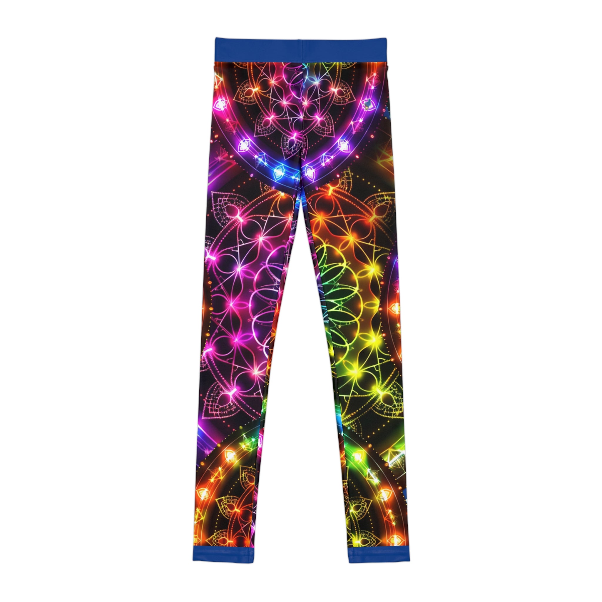 Youth Leggings — Neon Rainbow Mandala All-Over Print