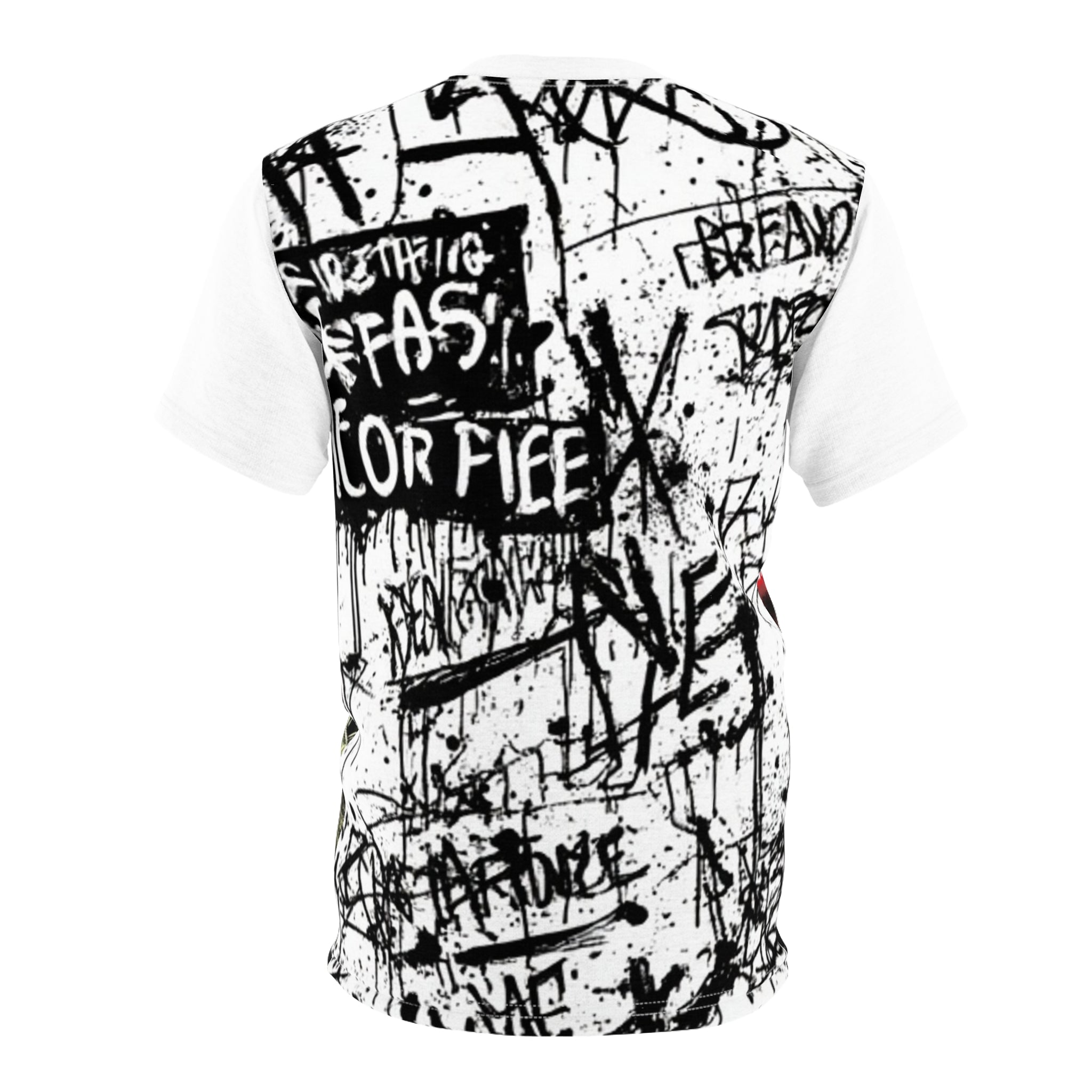 Streetwear-Hooded Shadow Figure Tee — 'No Back'n' Money' Dark Streetwear Graphic Shirt