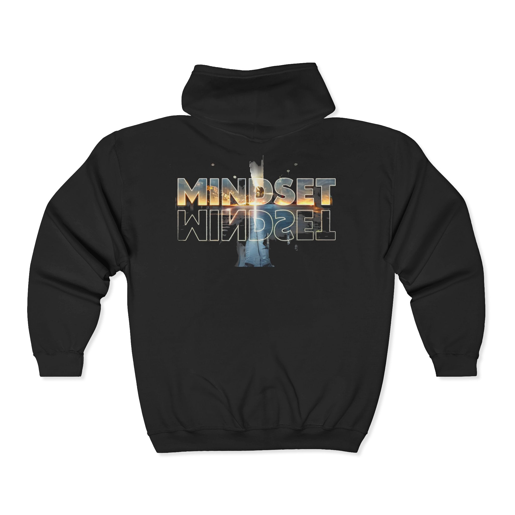 Zip- Mindset Reflection Zip Hoodie — 'MINDSET' Mirrored Statue Graphic