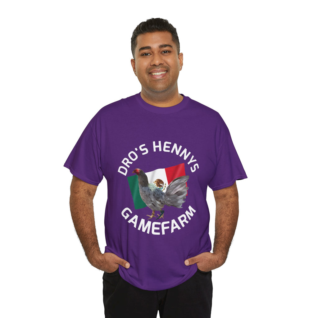 Henny-Gamefowl Tee — "Dro's Henny's Gamefarm" Mexican Flag Rooster Shirt