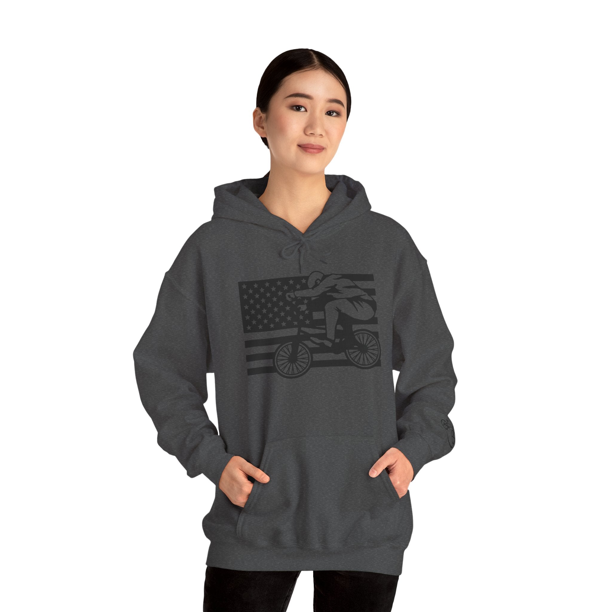 Rad-Biker American Flag Hoodie — 'Is My Bike Okay?' Graphic Hooded Sweatshirt