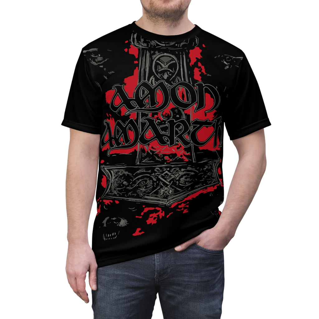 Metal- Viking Mjolnir Gothic Tee — 'Amon Amarth' Red & Black Metal T-Shirt