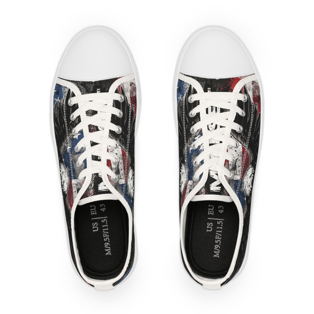 Mindset-Patriotic Eagle Low Top Sneakers — American Flag Graphic Men’s Shoes