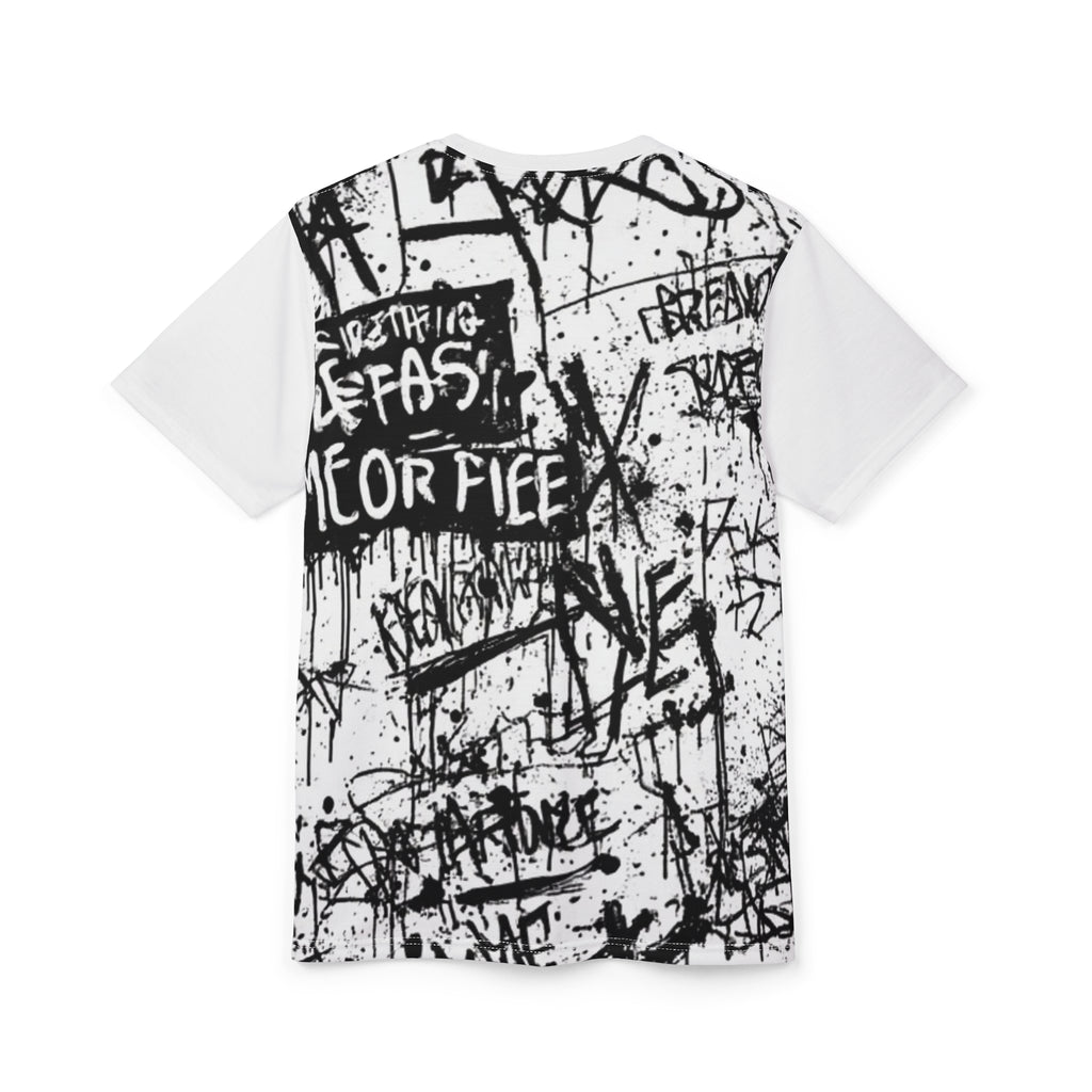 Streetwear-Hooded Shadow Figure Tee — 'No Back'n' Money' Dark Streetwear Graphic Shirt