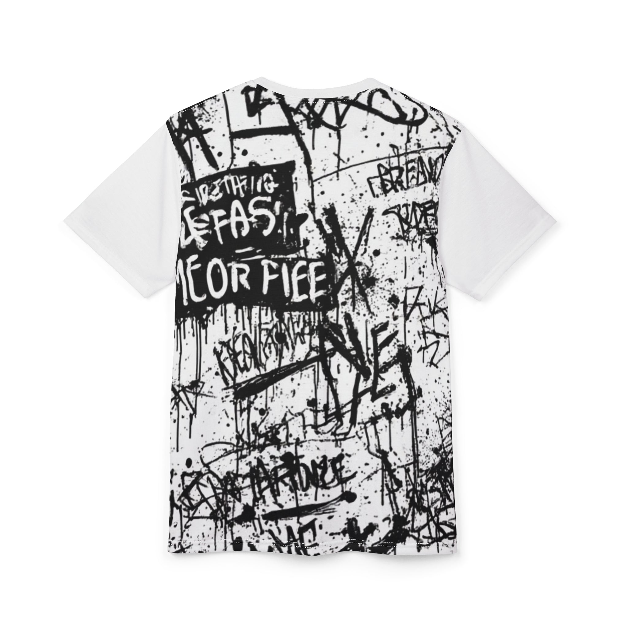 Streetwear-Hooded Shadow Figure Tee — 'No Back'n' Money' Dark Streetwear Graphic Shirt