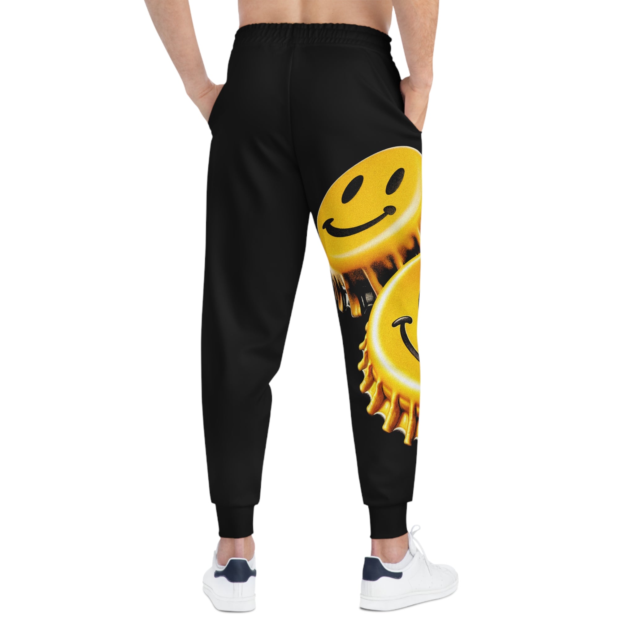 Joggers-Smiley Bottle Cap Athletic Joggers — "It's All Good" Graphic