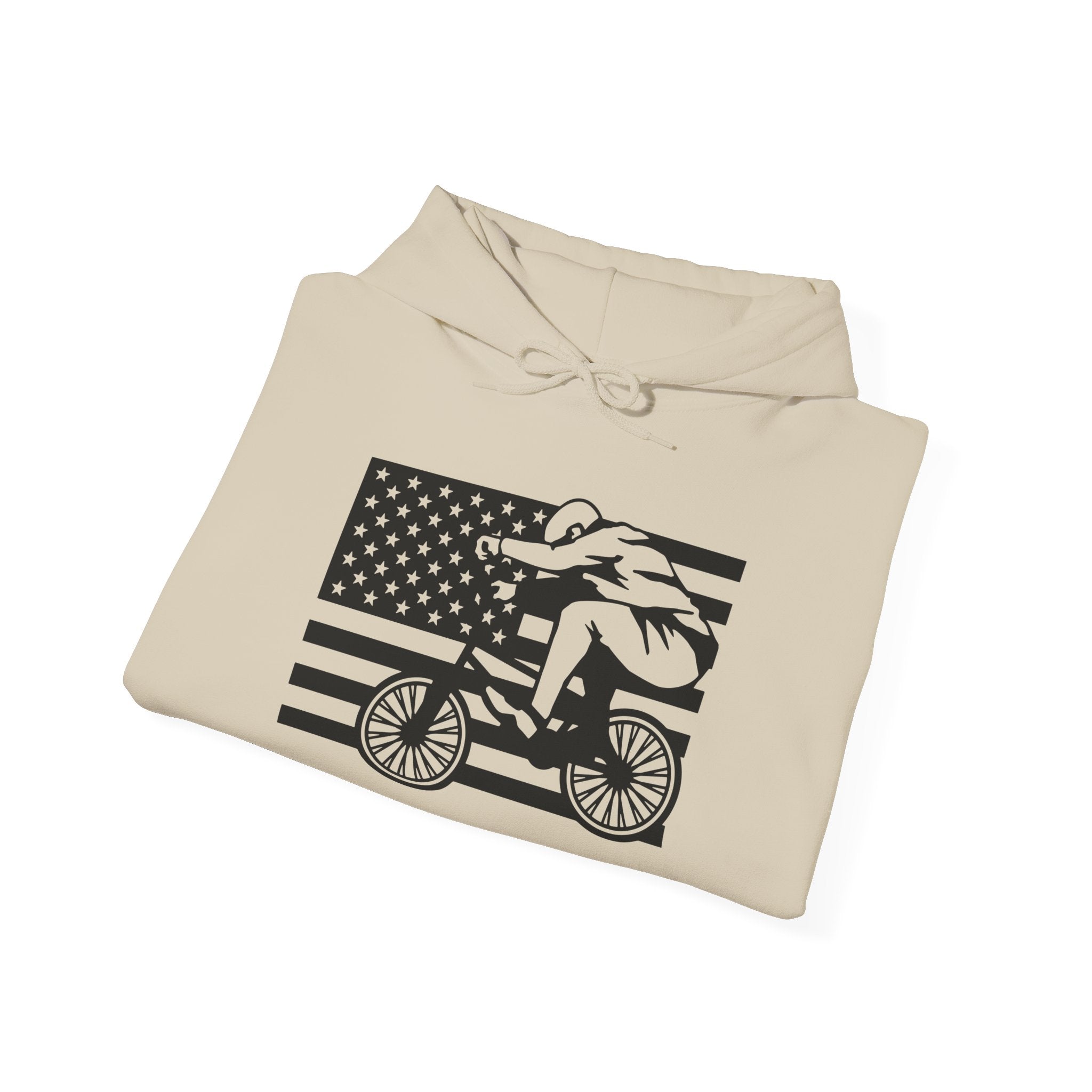 Rad-Biker American Flag Hoodie — 'Is My Bike Okay?' Graphic Hooded Sweatshirt