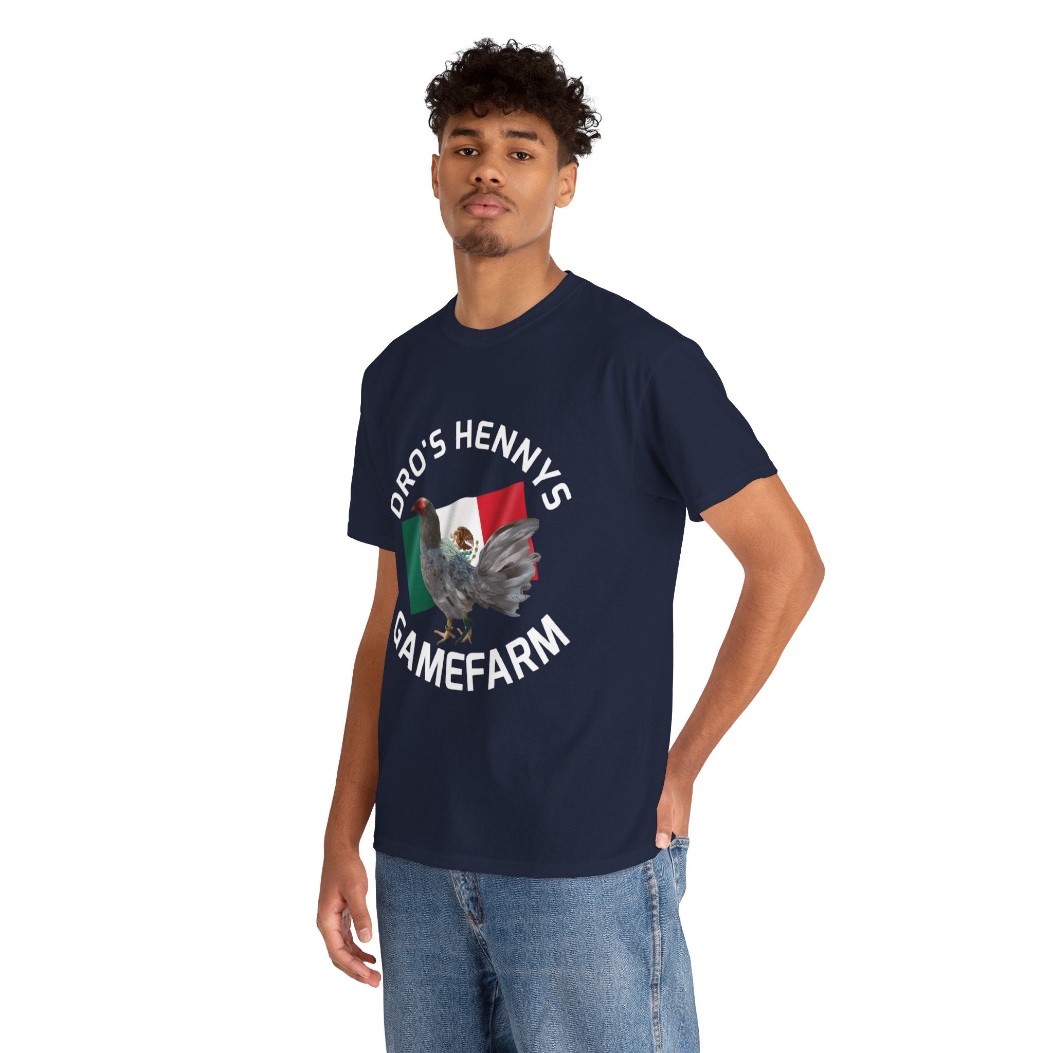 Henny-Gamefowl Tee — "Dro's Henny's Gamefarm" Mexican Flag Rooster Shirt