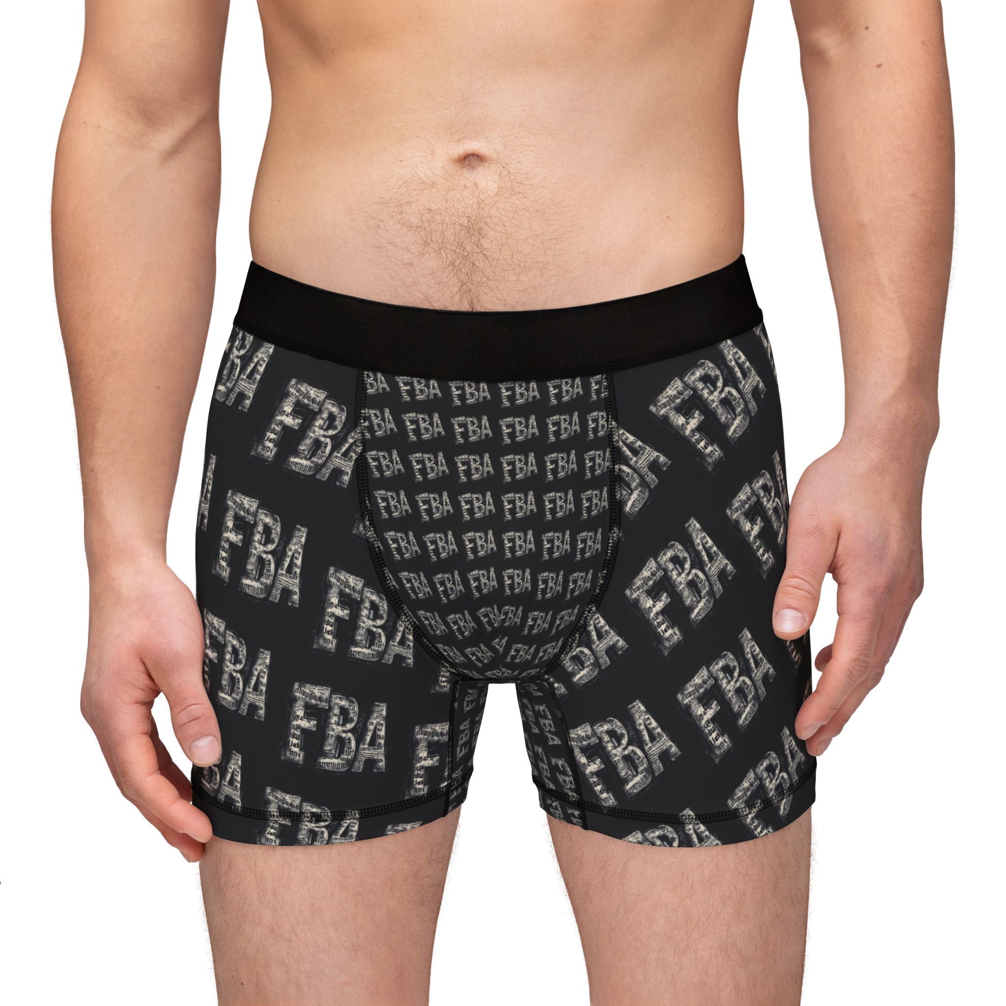FBA- Logo Men’s Boxer Briefs — All-Over Print Comfortable Underwear