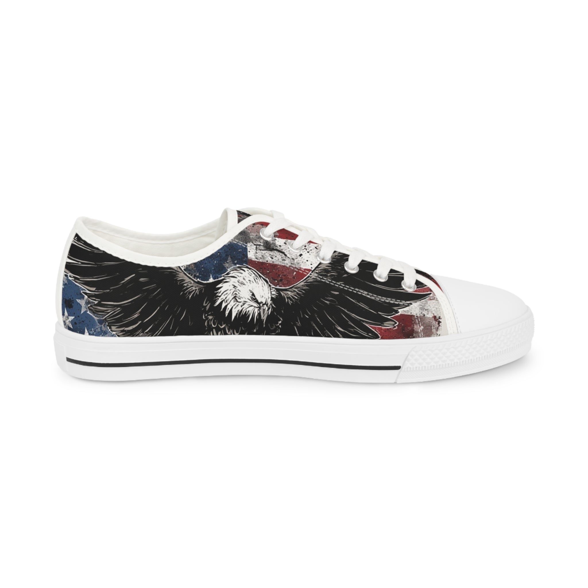 Mindset-Patriotic Eagle Low Top Sneakers — American Flag Graphic Men’s Shoes