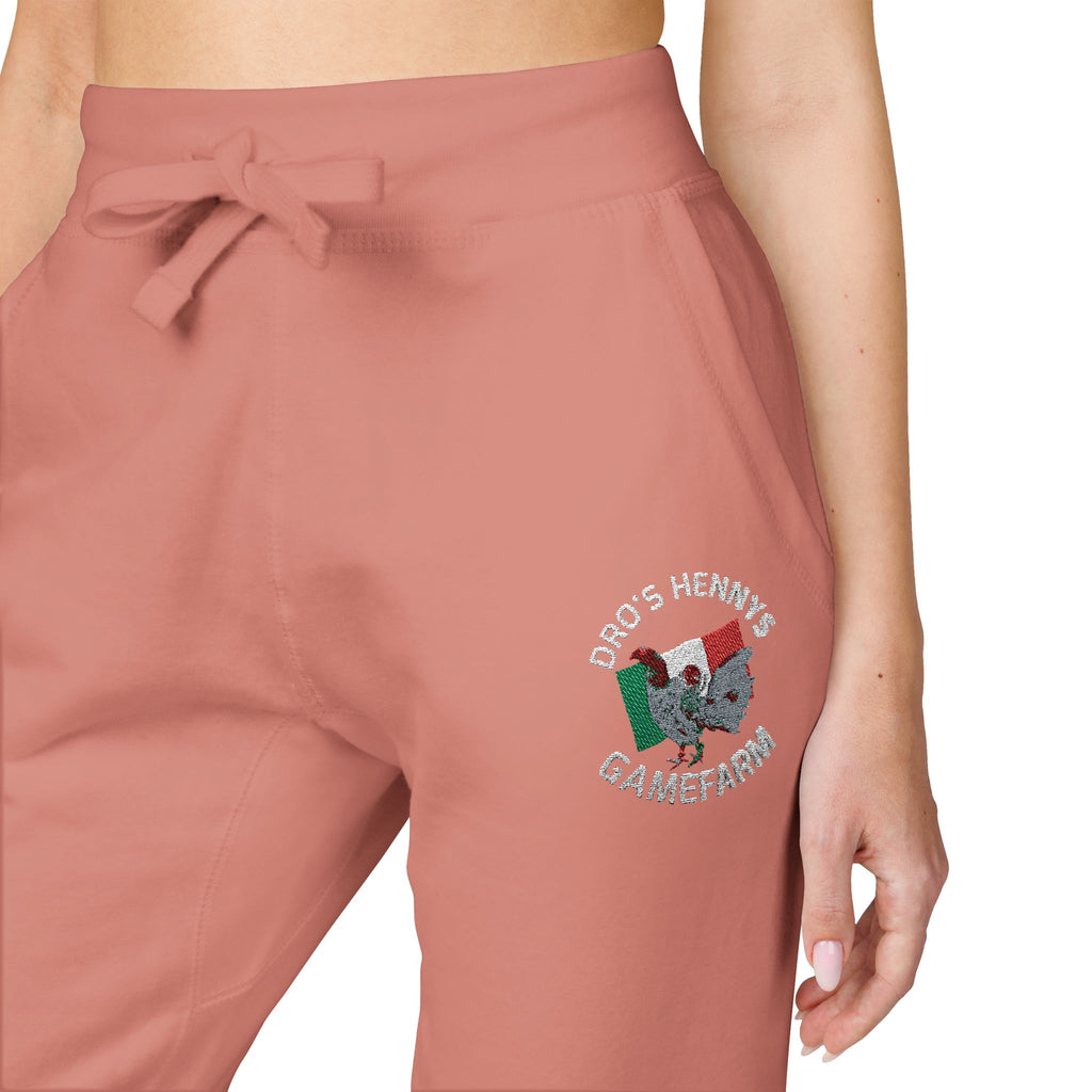 Henny- Embroidered Floral Heart Sweatpants — Cozy Fleece Joggers with 'Love' Detail
