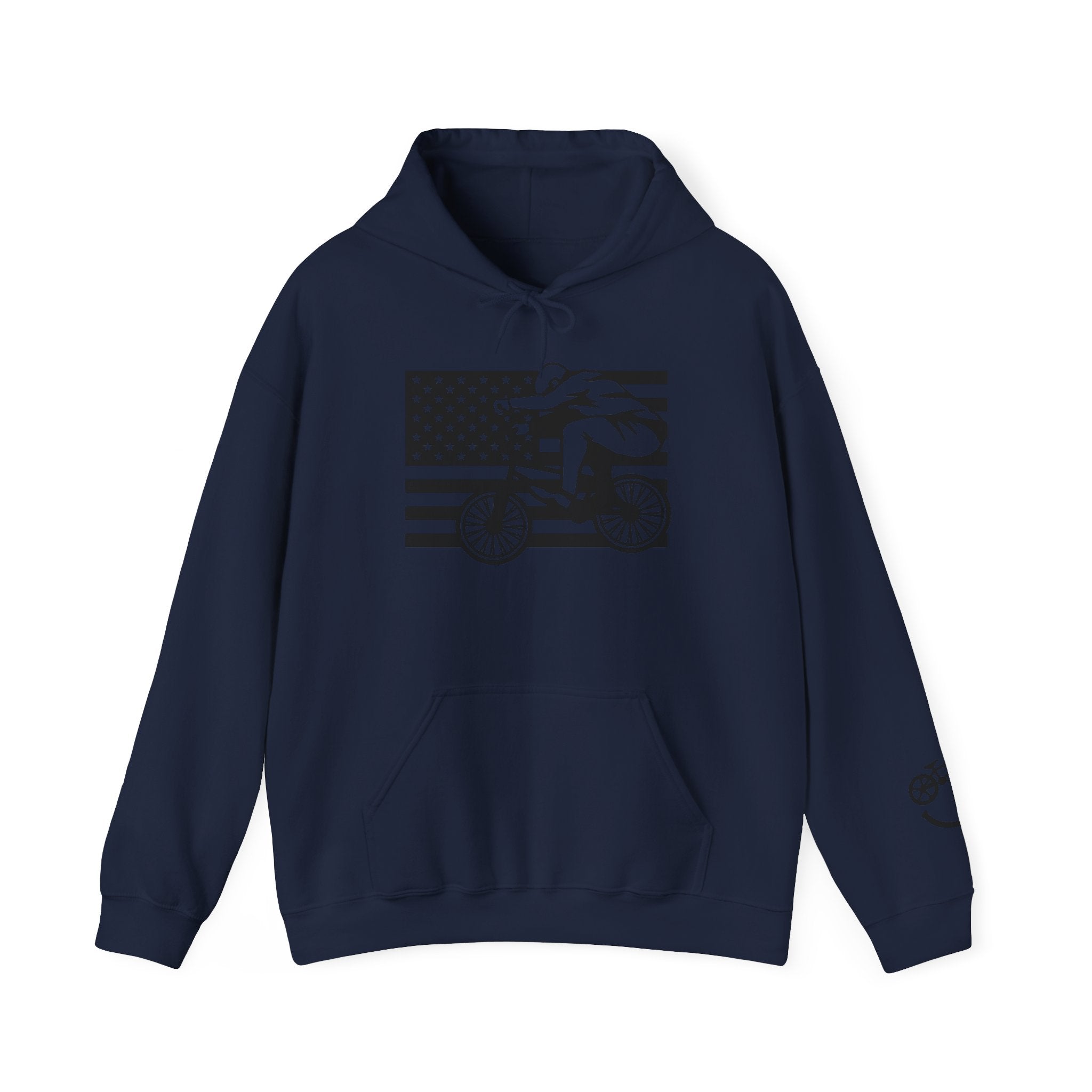 Rad-Biker American Flag Hoodie — 'Is My Bike Okay?' Graphic Hooded Sweatshirt