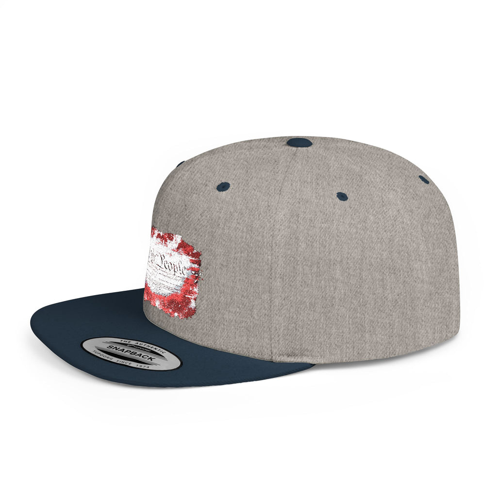 Ant-Patriotic Sequin Flag Flat Bill Snapback Hat — 'Land of the Free' Design