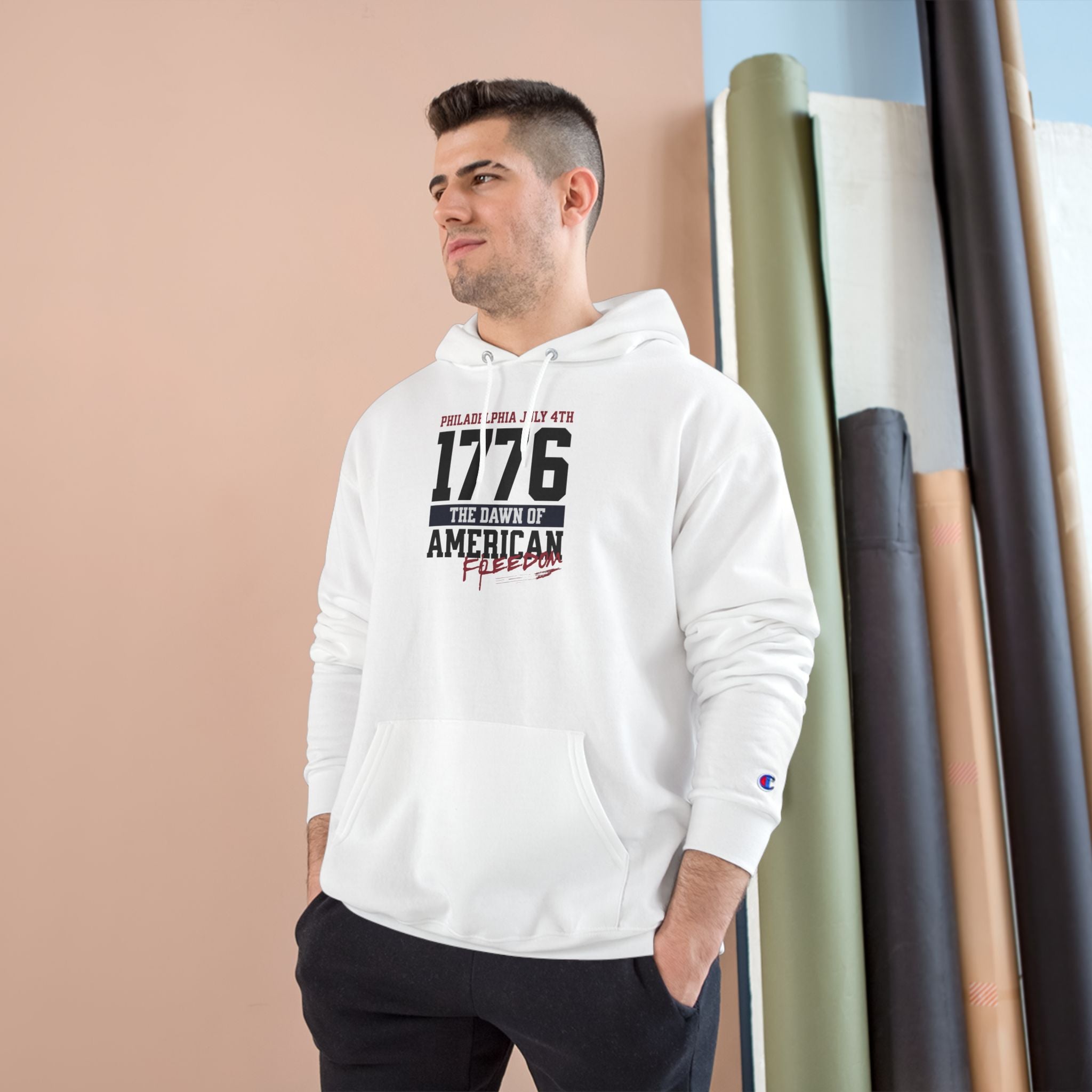 Ant-Patriotic 1776 Hoodie — "Love It or Leave It" American Flag Champion Hoodie