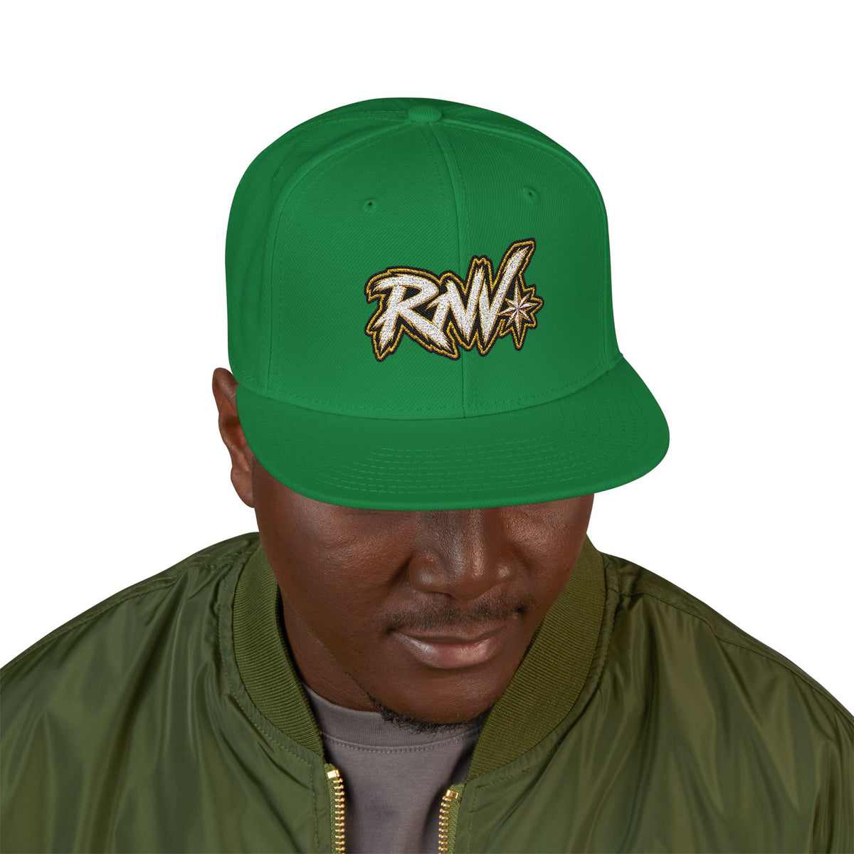 Hat-Embroidered Gold Graffiti Snapback Hat