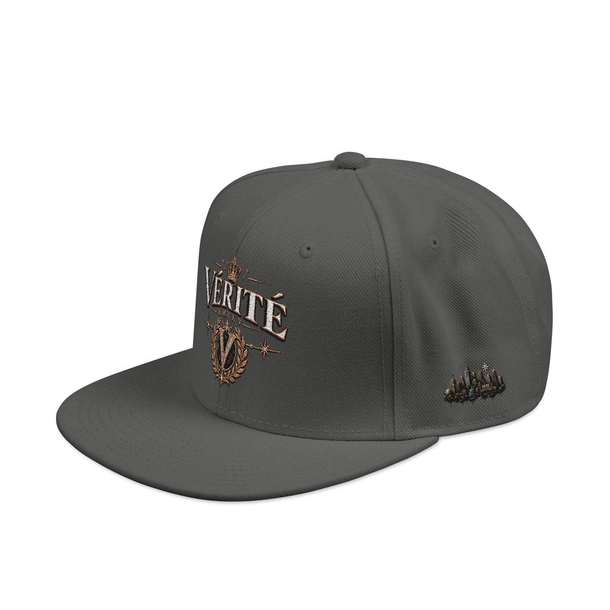 Hat-Embroidered 'Verité' Snapback Hat – Gold Sparkle Logo