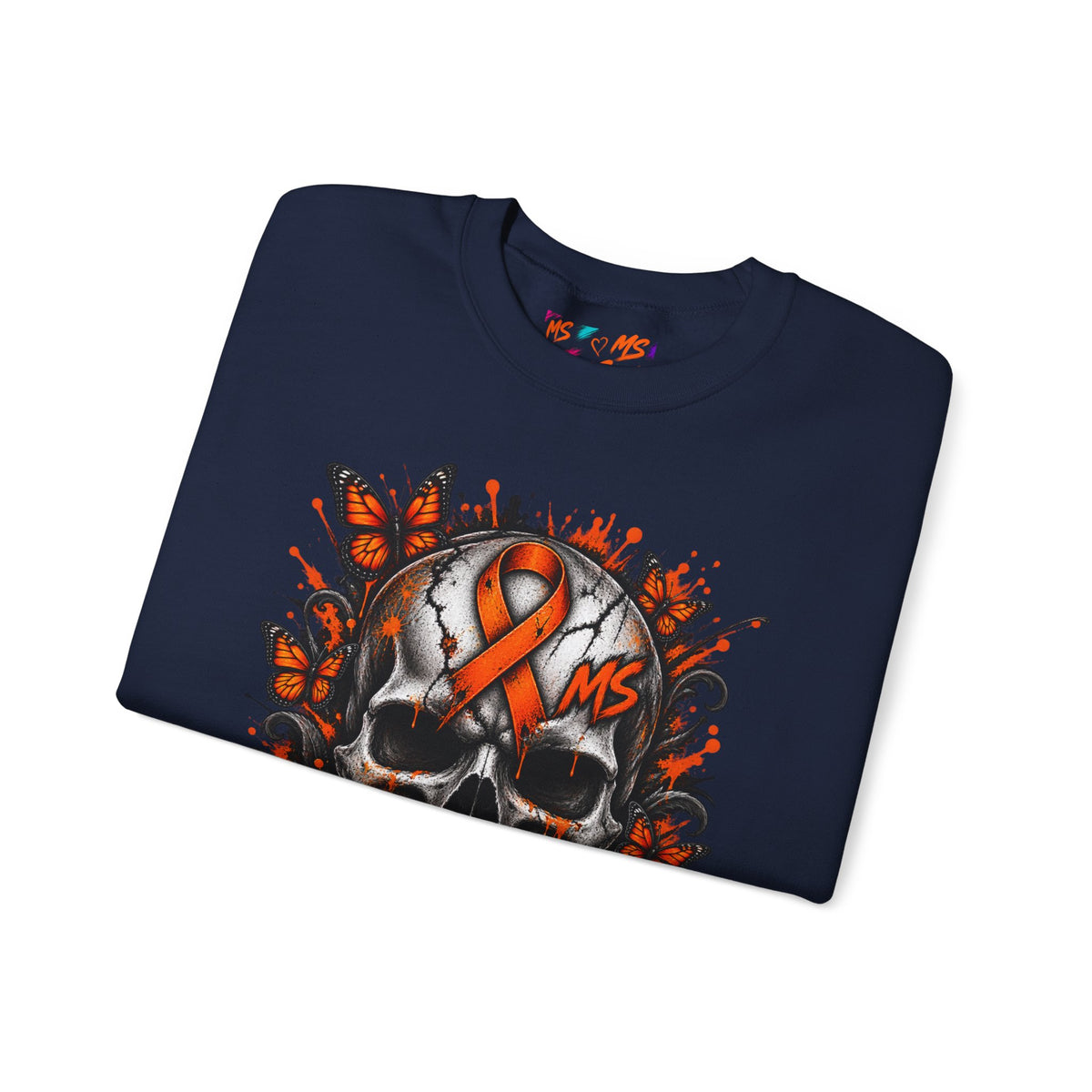 MS- Awareness Skull Crewneck Sweatshirt — "My Lesions Don’t Define Me"