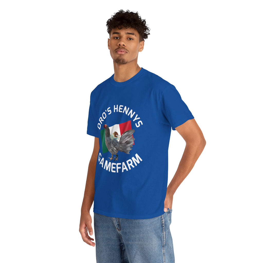 Henny-Gamefowl Tee — "Dro's Henny's Gamefarm" Mexican Flag Rooster Shirt