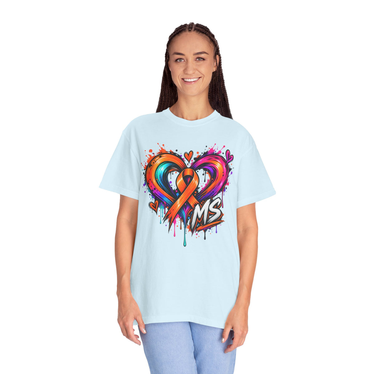 MS- Awareness Heart Ribbon T-Shirt — “Not All Wounds Are Visible” Neuropathy Support Tee