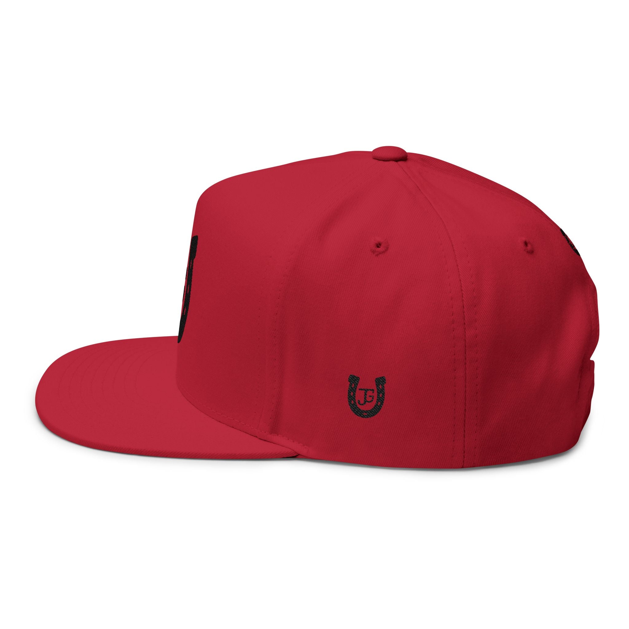 JG-Embroidered Horseshoe Flat Bill Cap — Lucky Initials Snapback