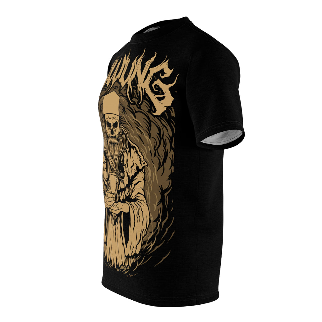 Metal- Skulling Skeleton Priest Graphic Tee — 'Skulling' Gothic Skull Illustration