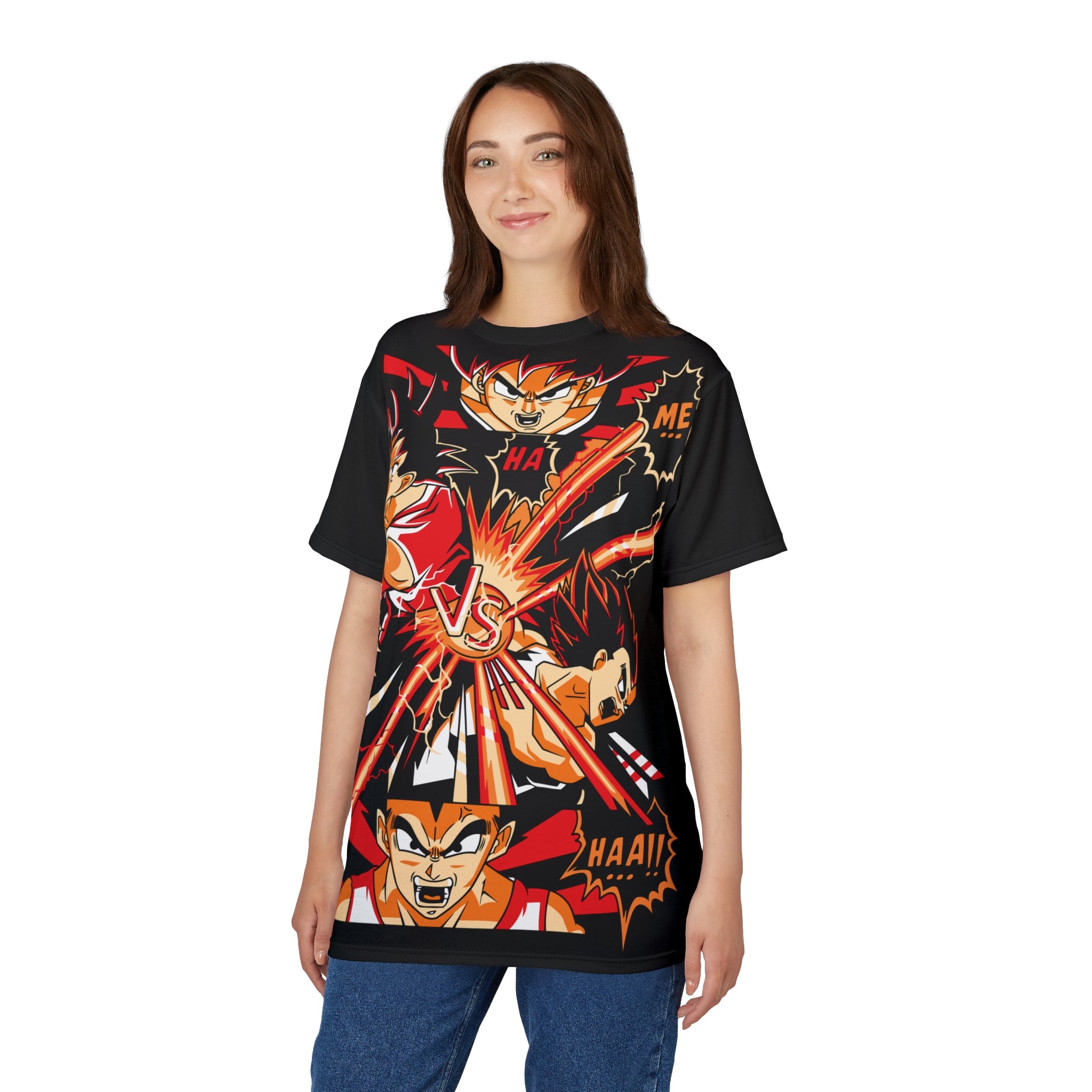 Dragon-VS Battle Anime Graphic Tee — Full-Print Fight Scene T-Shirt