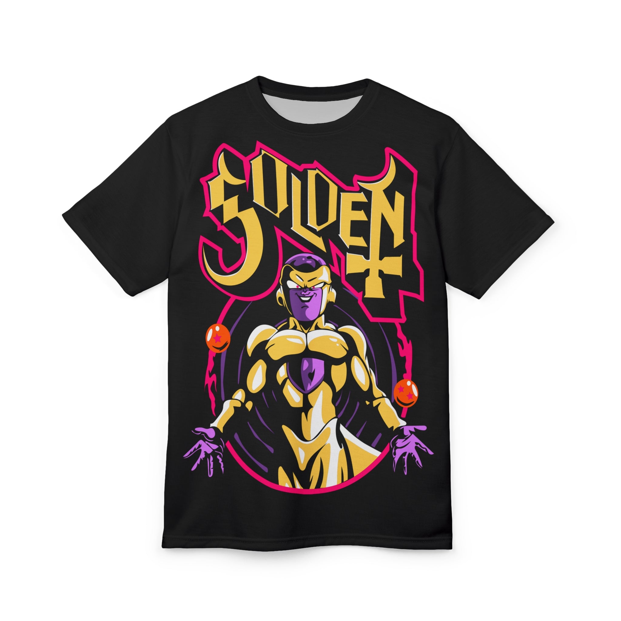 Dragon-Golden Warrior Graphic Tee — Bold Anime Villain All-Over Print