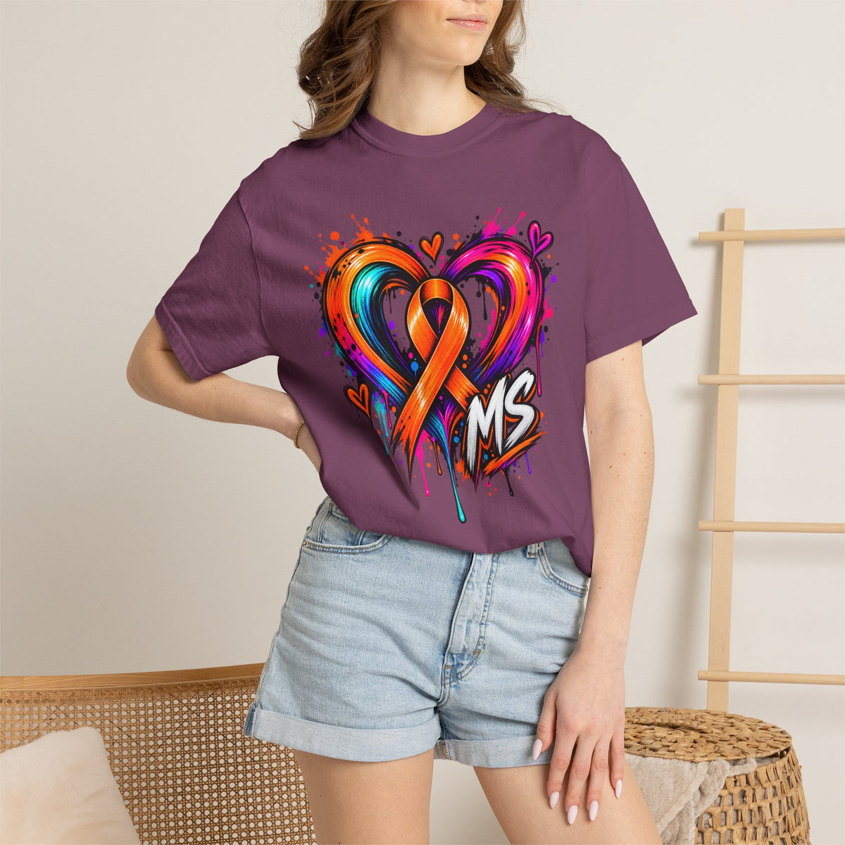 MS- Awareness Heart Ribbon T-Shirt — “Not All Wounds Are Visible” Neuropathy Support Tee
