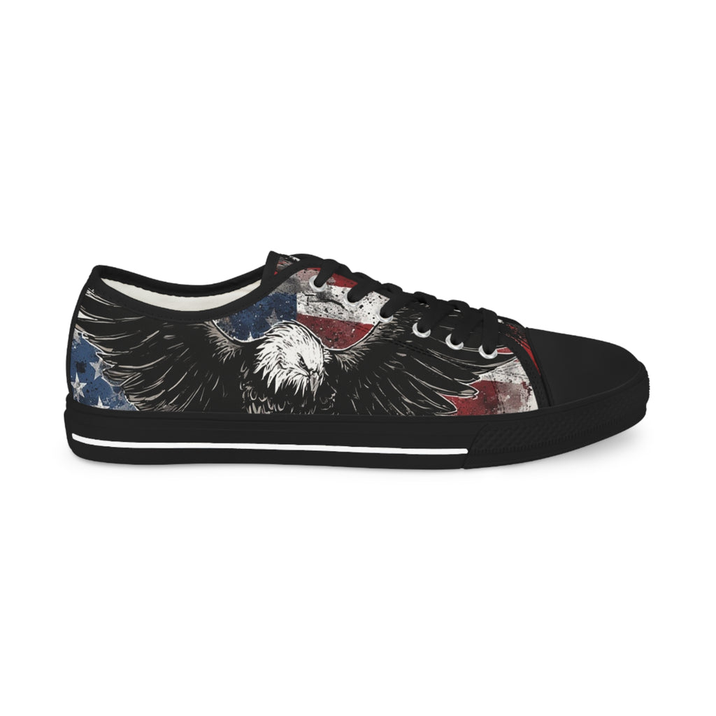 Mindset-Patriotic Eagle Low Top Sneakers — American Flag Graphic Men’s Shoes