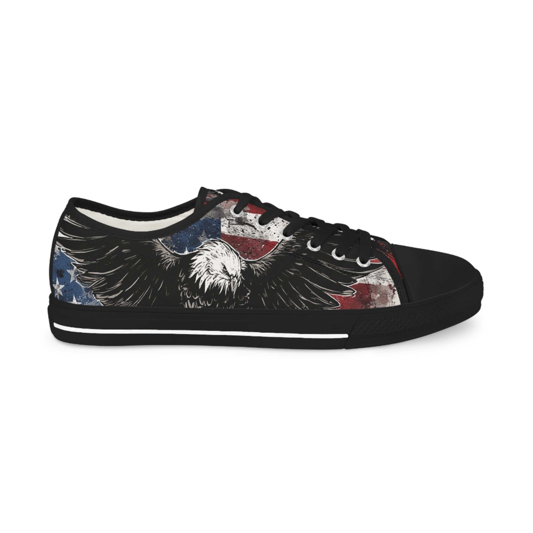 Mindset-Patriotic Eagle Low Top Sneakers — American Flag Graphic Men’s Shoes