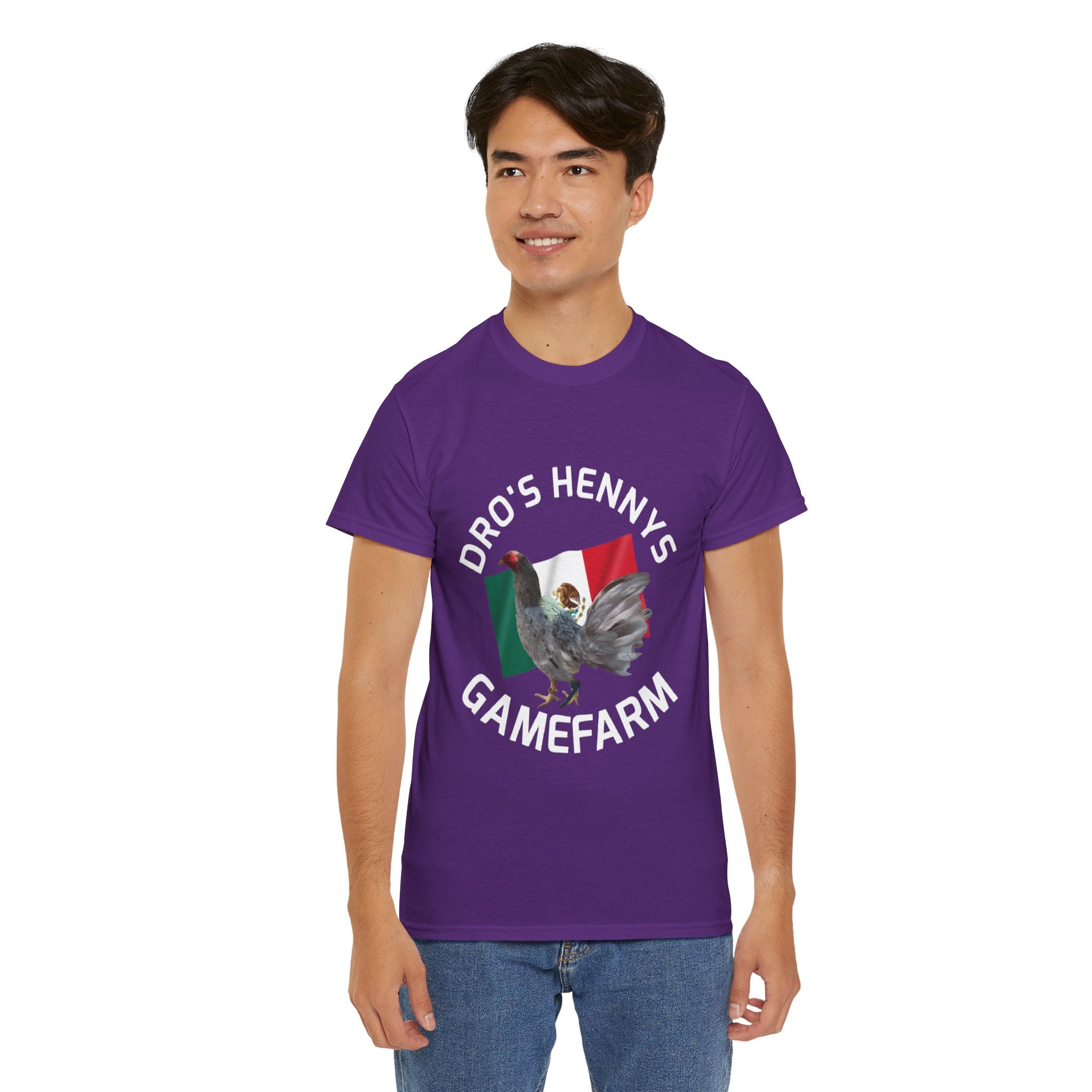 Henny-Gamefowl Tee — "Dro's Henny's Gamefarm" Mexican Flag Rooster Shirt