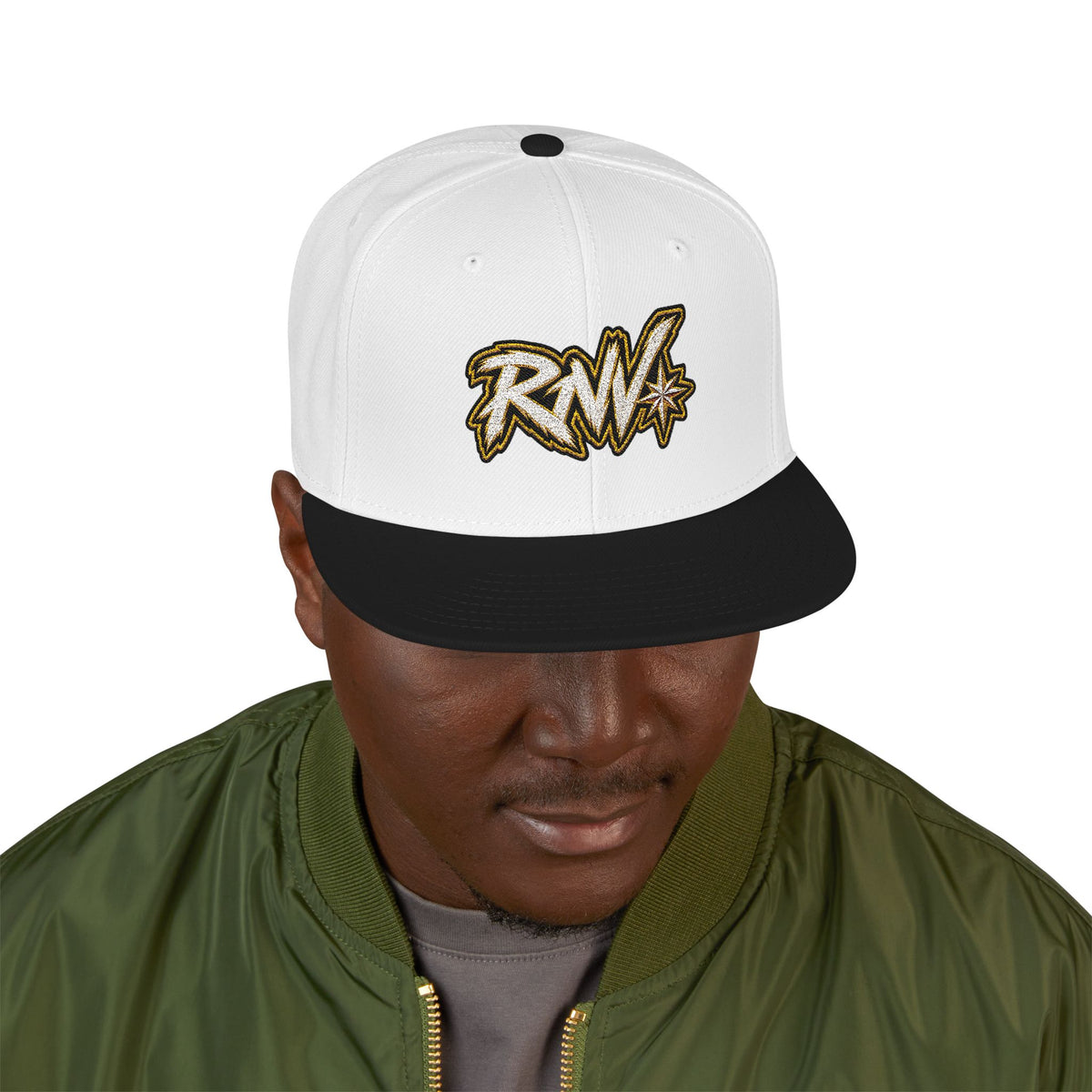 Hat-Embroidered Gold Graffiti Snapback Hat