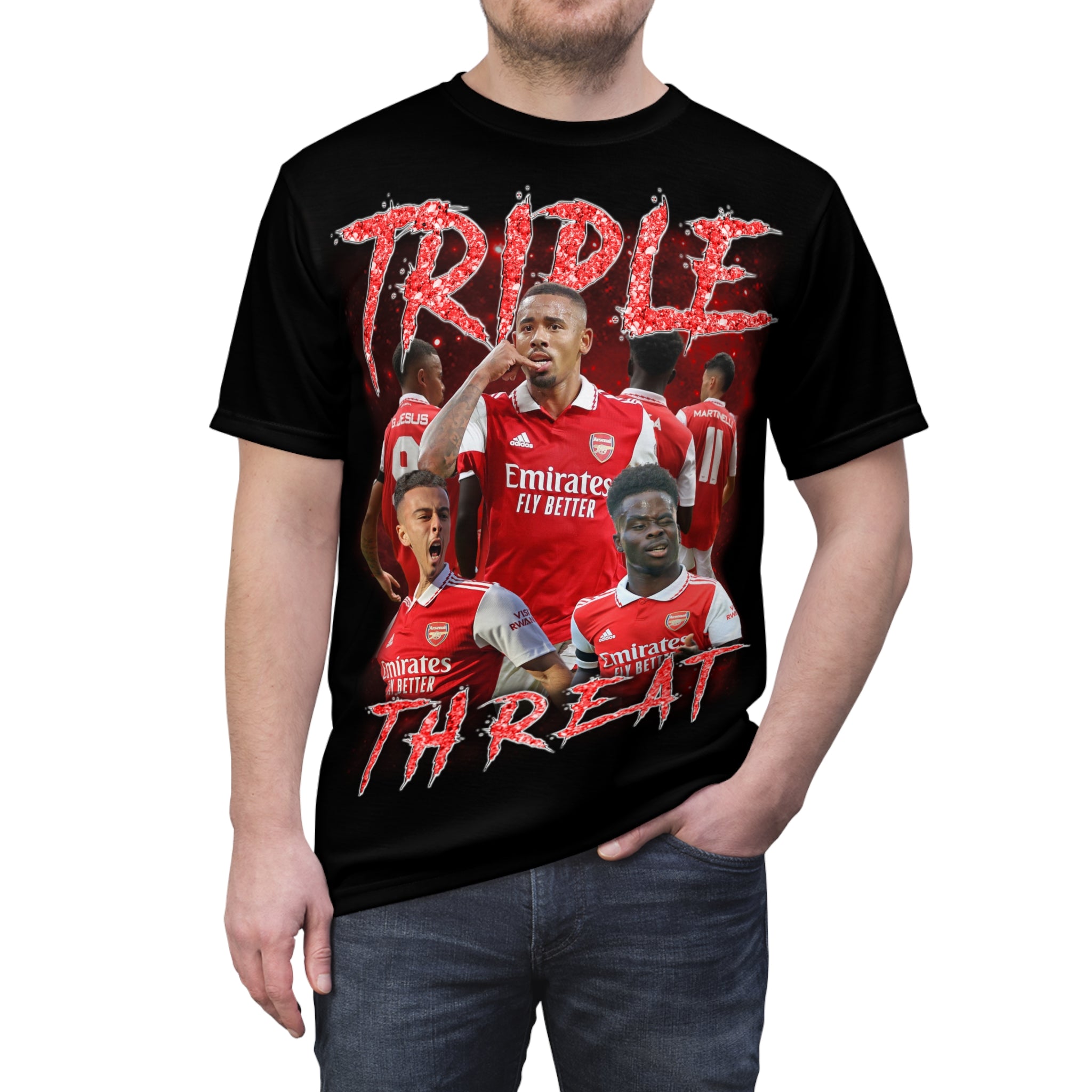 Team-Triple Threat Arsenal Football Tee — Arsenal Players Graphic Shirt