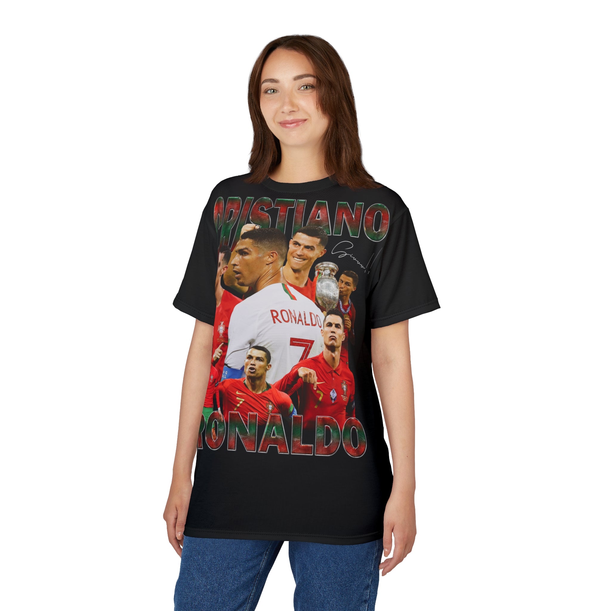Team-Soccer Legend Graphic Tee — Cristiano Ronaldo Collage Shirt