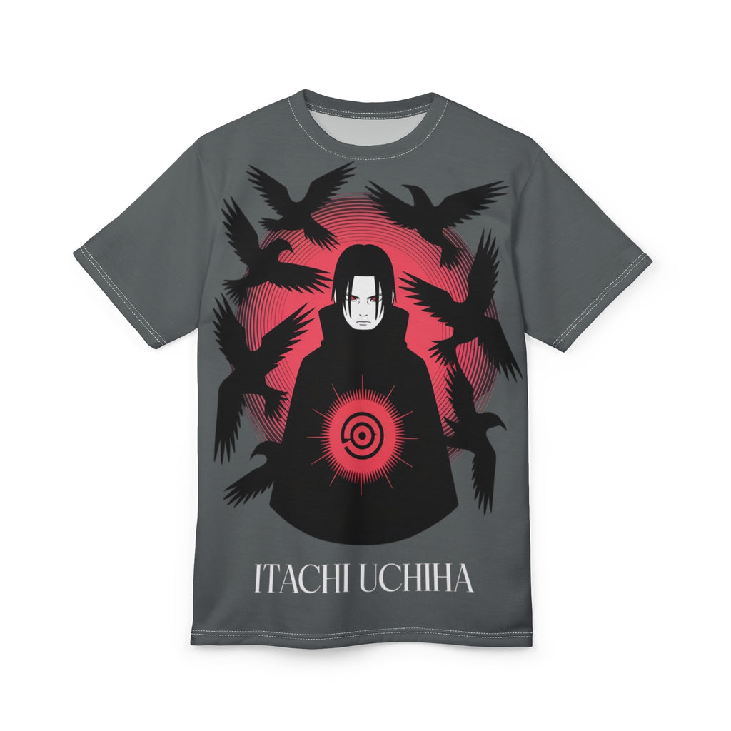 Anime- Itachi Uchiha Tee — Anime Itachi Shirt with Crow & Sharingan Design