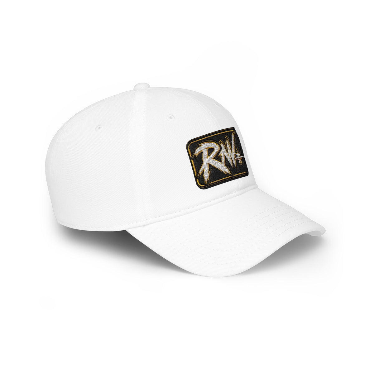 Hat-Red Low-Profile Baseball Cap with 'RW' Embroidered Patch — Casual Everyday Dad Hat