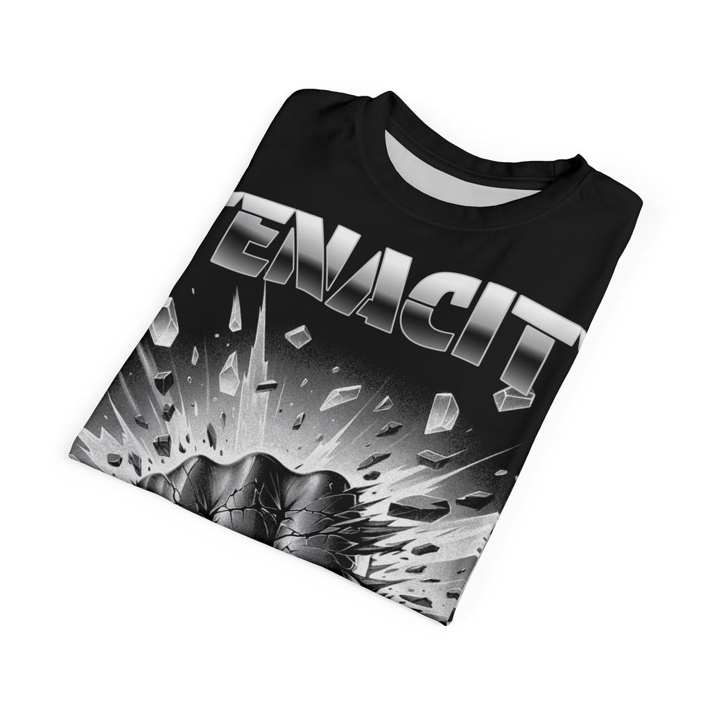 Mindset-Tenacity Fist Graphic Tee — Bold Black Motivational Shirt