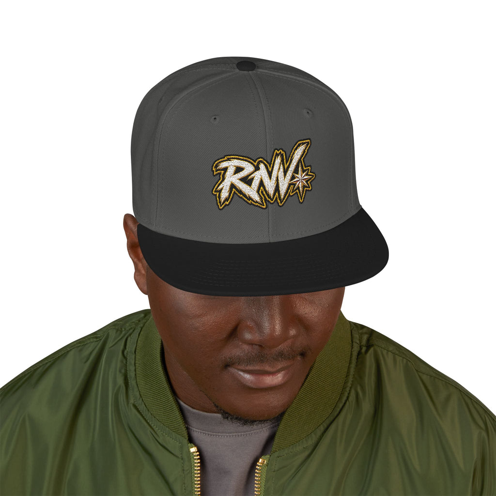 Hat-Embroidered Gold Graffiti Snapback Hat