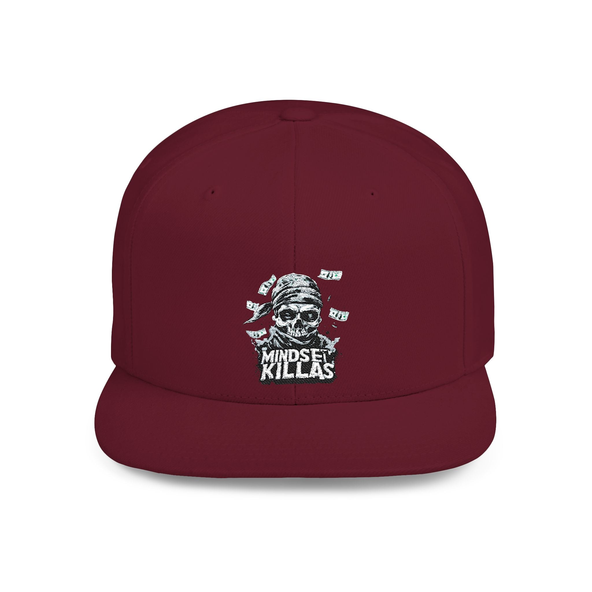 Mindset-Snapback Hat — "Kille" Skull Graphic Flat Bill Cap