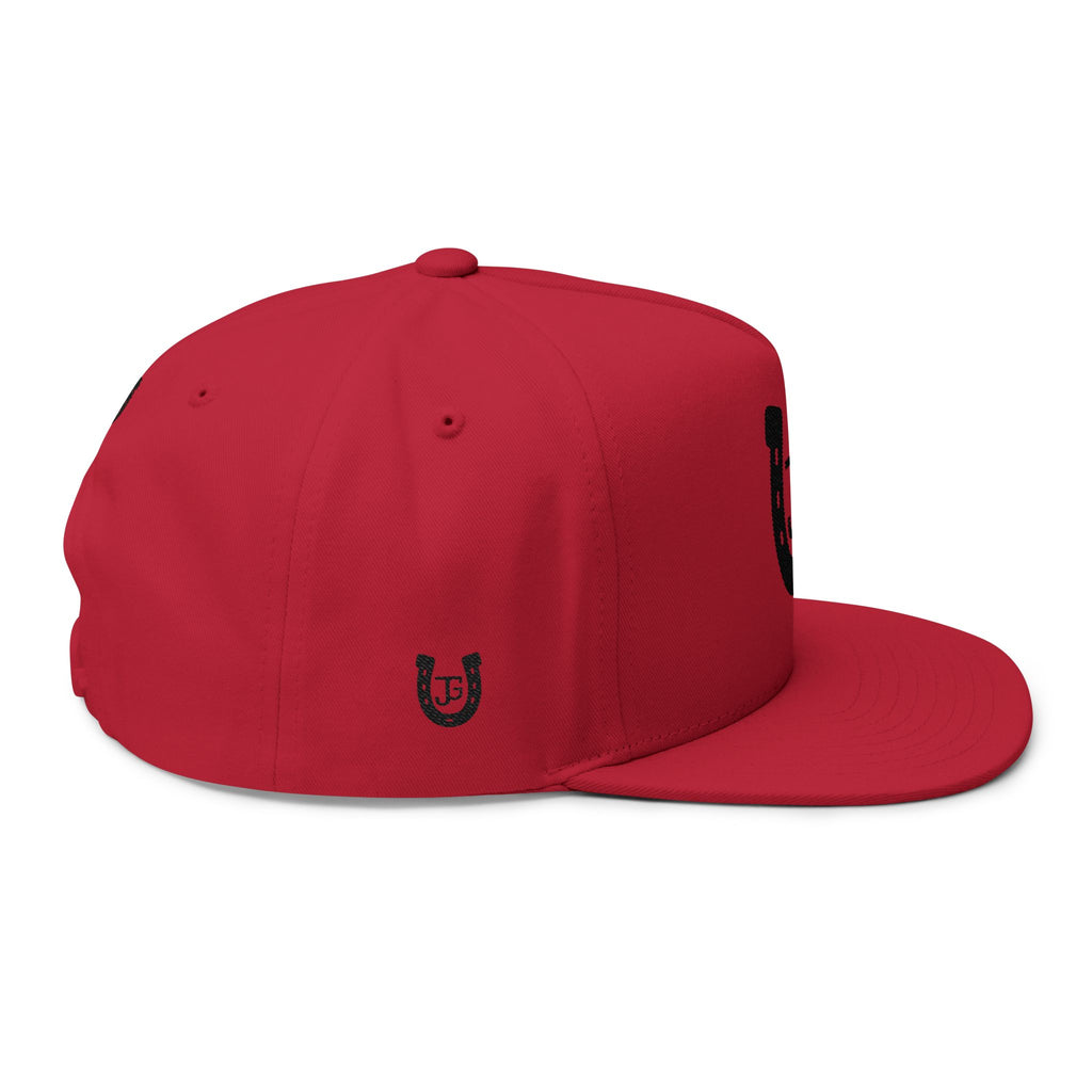 JG-Embroidered Horseshoe Flat Bill Cap — Lucky Initials Snapback