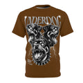 Streetwear- Underdog Triple-Headed Pitbull Tee — Graphic Brown AOP Shirt