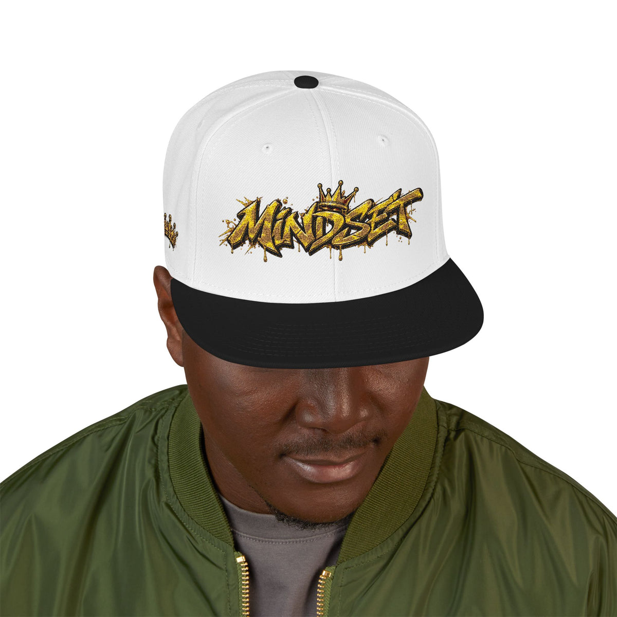 Hat-Embroidered Gold Graffiti Snapback Hat