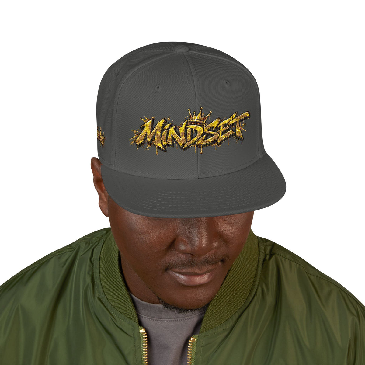 Hat-Embroidered Gold Graffiti Snapback Hat