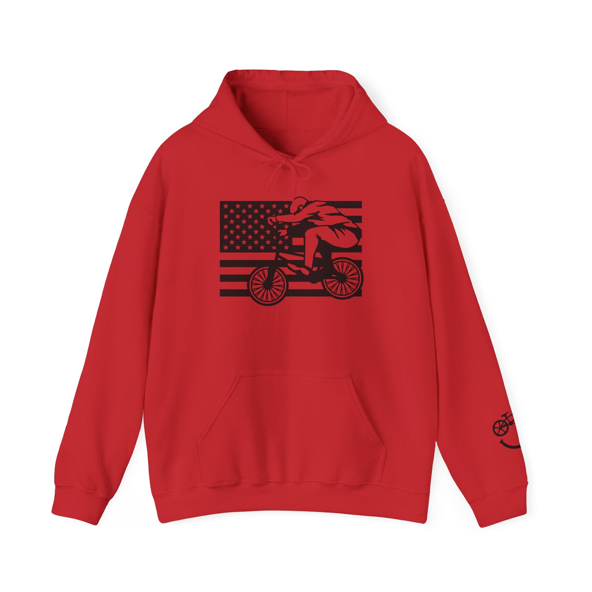Rad-Biker American Flag Hoodie — 'Is My Bike Okay?' Graphic Hooded Sweatshirt