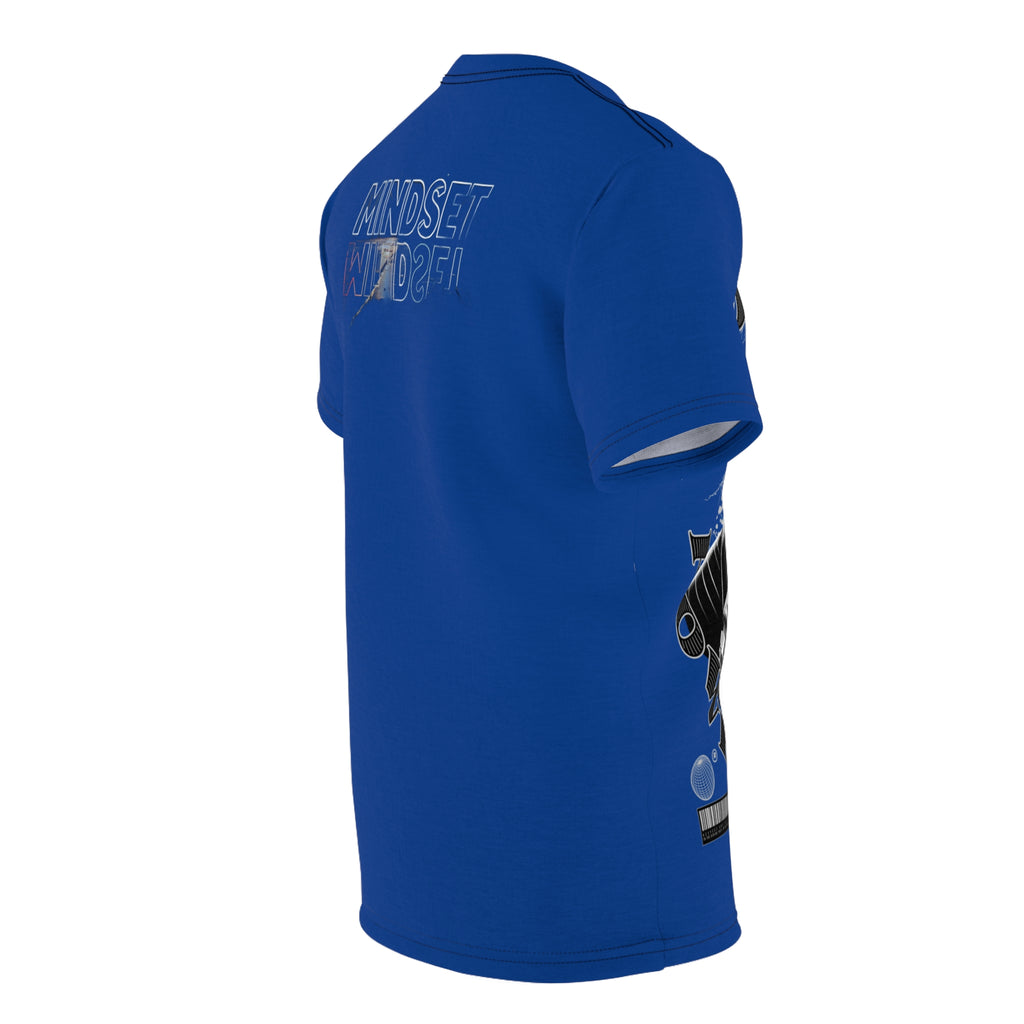 Streetwear-Money Power & Respect Graphic Tee — Bold Blue All-Over Print