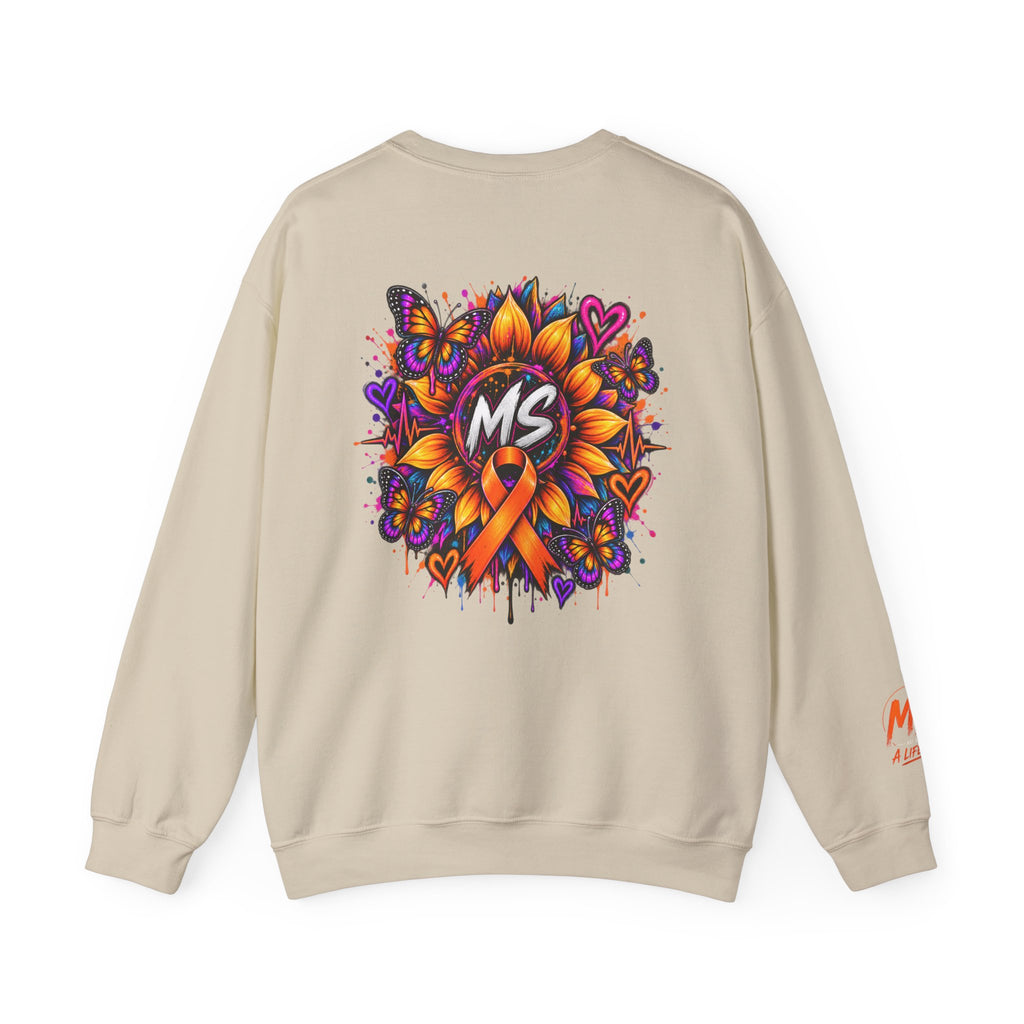 MS- Awareness Crewneck Sweatshirt — "Not All Wounds Are Visible" Orange Ribbon Design