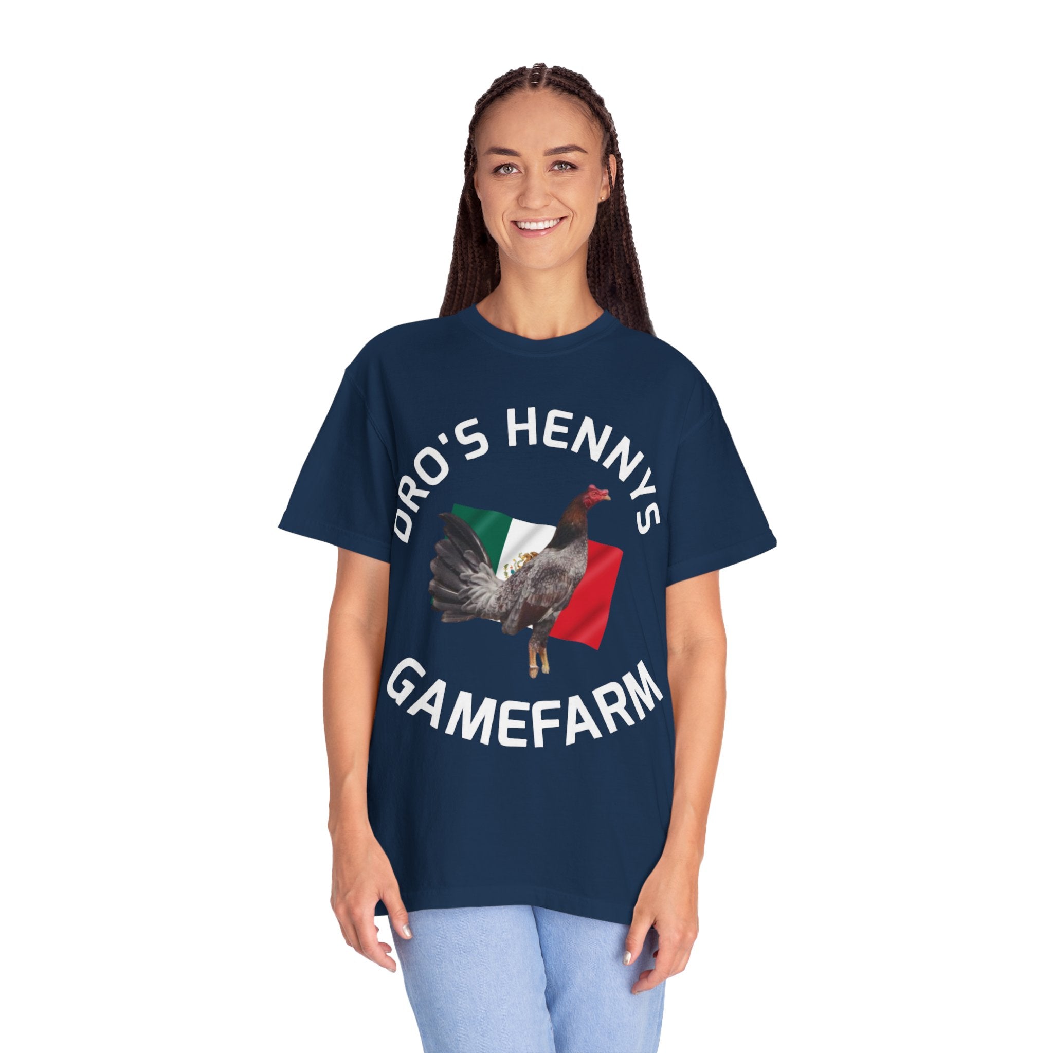 Henny- Gamefarm Rooster T-Shirt — "Dro's Henny's Gamefarm" Poultry Farm Tee